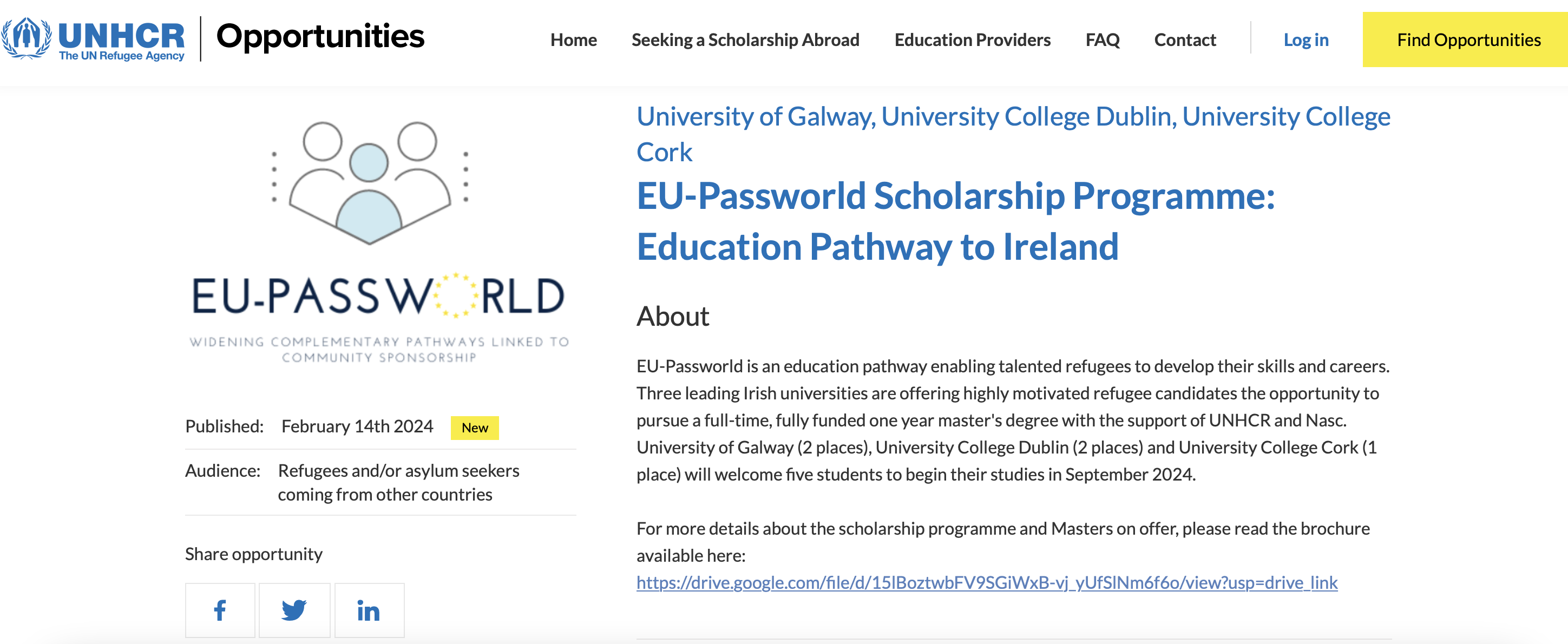 EU-Passworld Scholarship Programme: Education Pathway to Ireland